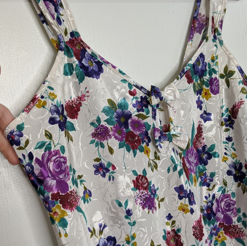 VTG Adonna Floral Slip Lingerie Dress Nature - Picture 2 of 7